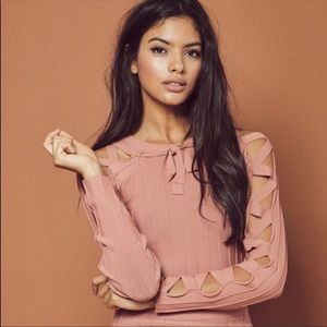 For Love & Lemons Simone Lace Up Crop Top RARE